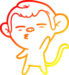 warm gradient line drawing cartoon suspicious monkey