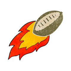 retro cartoon flying football