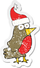 retro distressed sticker of a cartoon robin