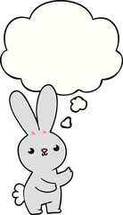 Obraz premium cute cartoon rabbit and thought bubble