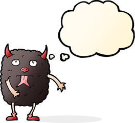 funny cartoon monster with thought bubble