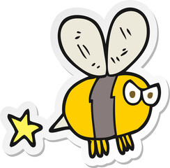 sticker of a cartoon angry bee