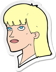 sticker of a cartoon serious woman