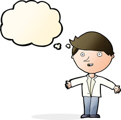 cartoon man in casual jacket with thought bubble