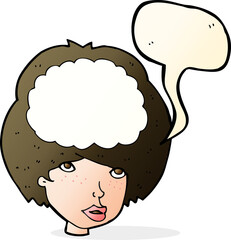 cartoon empty headed woman with speech bubble