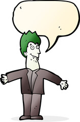 cartoon vampire man with speech bubble