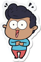 sticker of a cartoon excited man