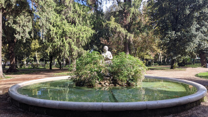 The fountain of Moses in the garden of the Villa Borghese in Rome