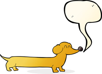 cartoon dachshund with speech bubble