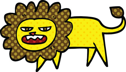 comic book style cartoon angry lion