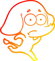 warm gradient line drawing cartoon unsure elephant running away