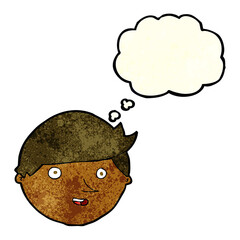 cartoon happy face with thought bubble