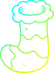 cold gradient line drawing cartoon christmas stocking
