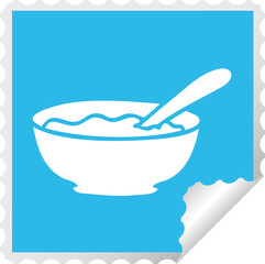 quirky square peeling sticker cartoon bowl of porridge