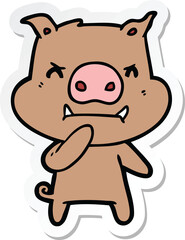 sticker of a angry cartoon pig