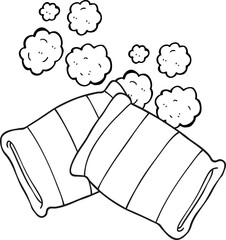 black and white cartoon pillow