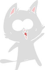 funny flat color style cartoon cat