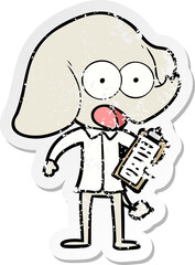 distressed sticker of a cute cartoon elephant
