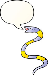 hissing cartoon snake and speech bubble in smooth gradient style