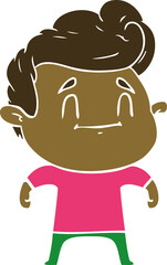 happy flat color style cartoon man