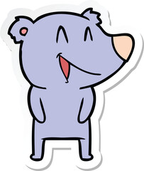 sticker of a laughing bear cartoon