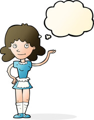 cartoon maid with thought bubble