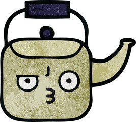 retro grunge texture cartoon kettle