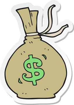 sticker of a cartoon bag of money