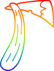 rainbow gradient line drawing cartoon of an axe