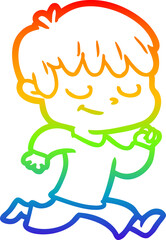 Obraz premium rainbow gradient line drawing cartoon happy boy