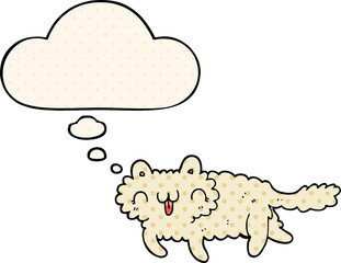 cartoon cat and thought bubble in comic book style
