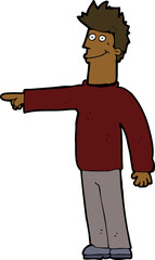 cartoon happy pointing man