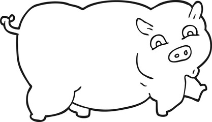 black and white cartoon pig