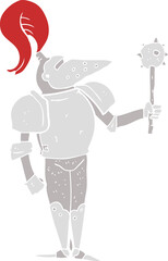 flat color illustration of a cartoon medieval knight