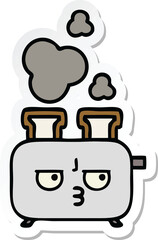 sticker of a cute cartoon of a toaster