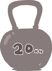 flat color illustration of a cartoon 20kg kettle bell