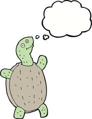 cartoon happy turtle with thought bubble