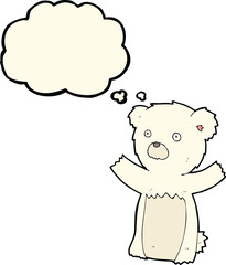 cartoon polar bear cub with thought bubble