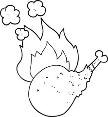 black and white cartoon cooked meat