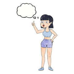 thought bubble textured cartoon gym woman