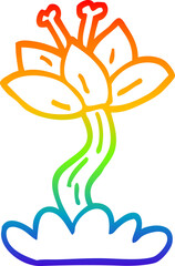 rainbow gradient line drawing cartoon red lilly