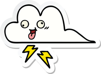 sticker of a cute cartoon storm cloud