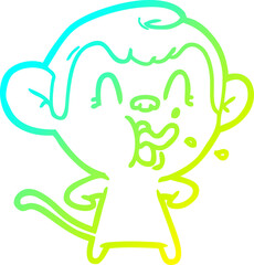 cold gradient line drawing crazy cartoon monkey