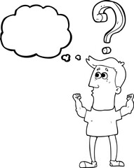 Obraz premium thought bubble cartoon man with question