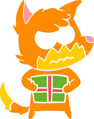 flat color style cartoon annoyed fox