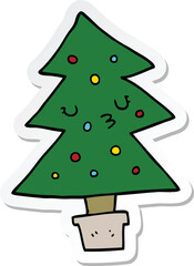 sticker of a cartoon christmas tree