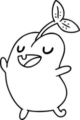 line drawing kawaii cute sprouting bean