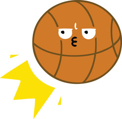 flat color retro cartoon basketball