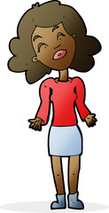 cartoon woman shrugging shoulders