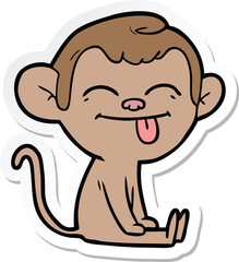 sticker of a funny cartoon monkey sitting